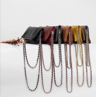 Bolso doble cadena piel beige Bolso doble cadena piel beige