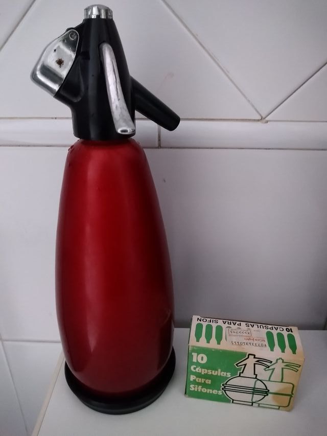antiguo sifón inglés BOC + 9 recargas