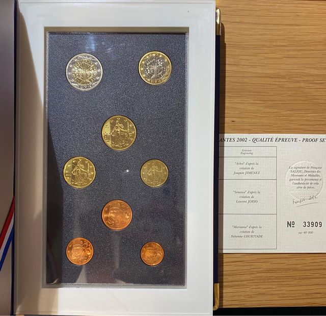 Set Euros Francia 2002. Calidad PROOF.