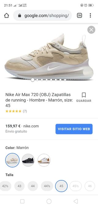 nike air max 720 marrón