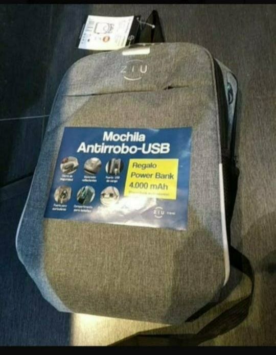 mochila antirrobo portátil power bank.impermeable.