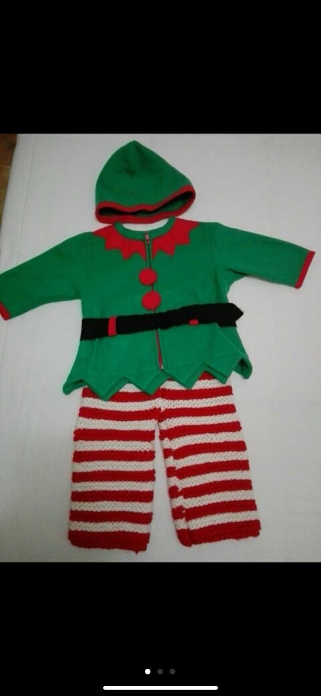 Traje de elfo com chapéu e capa de sapato