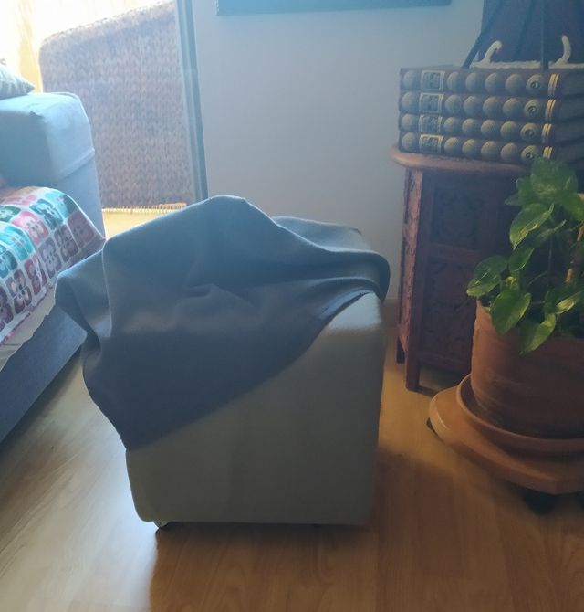 Puff desenfundable con ruedas.