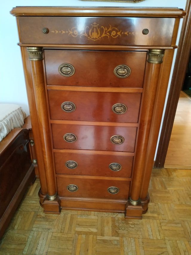 Habitación completa en cerezo ,dormitorio,armario, de segunda mano por