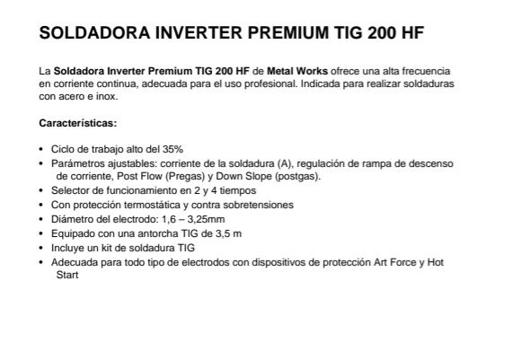 Inverter Premium Tig 200 HF