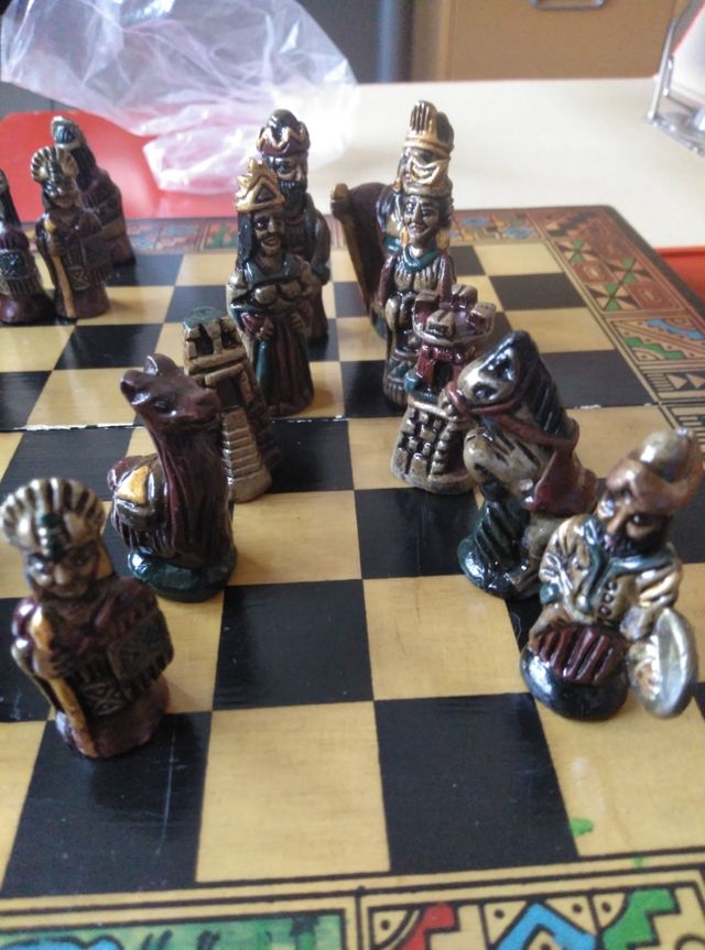 ajedrez de coleccionismo pintado a mano