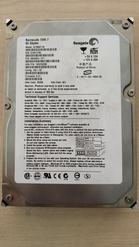 Disco Duro Interno IDE 80 GB 3,5