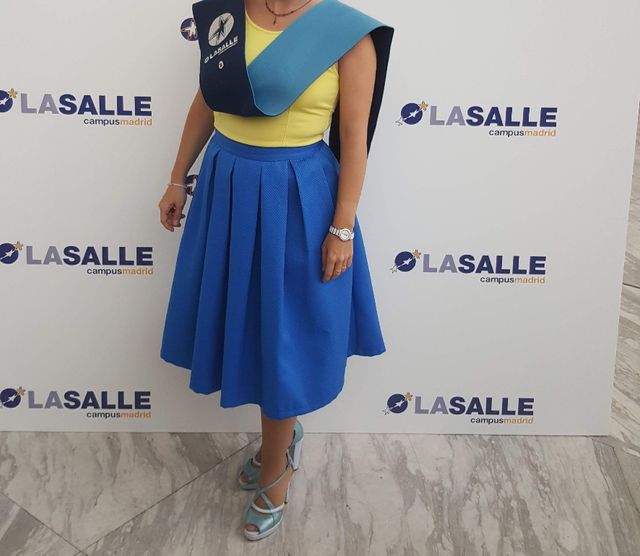Falda bolsillos azul eléctrico eventos boda t 36
