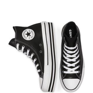 converse piel negras plataforma