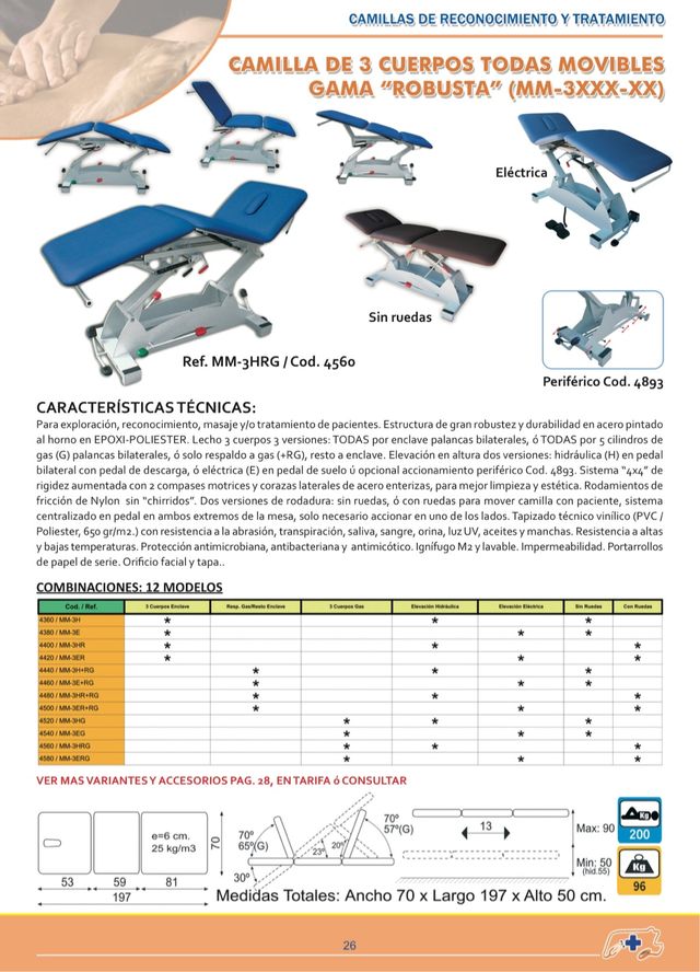 Camillas gama alta fisioterapia