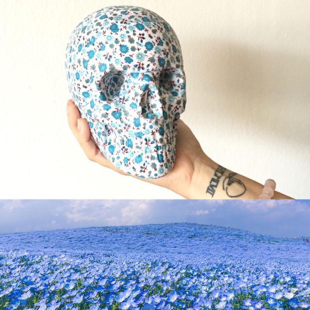 Calavera de escayola decorada