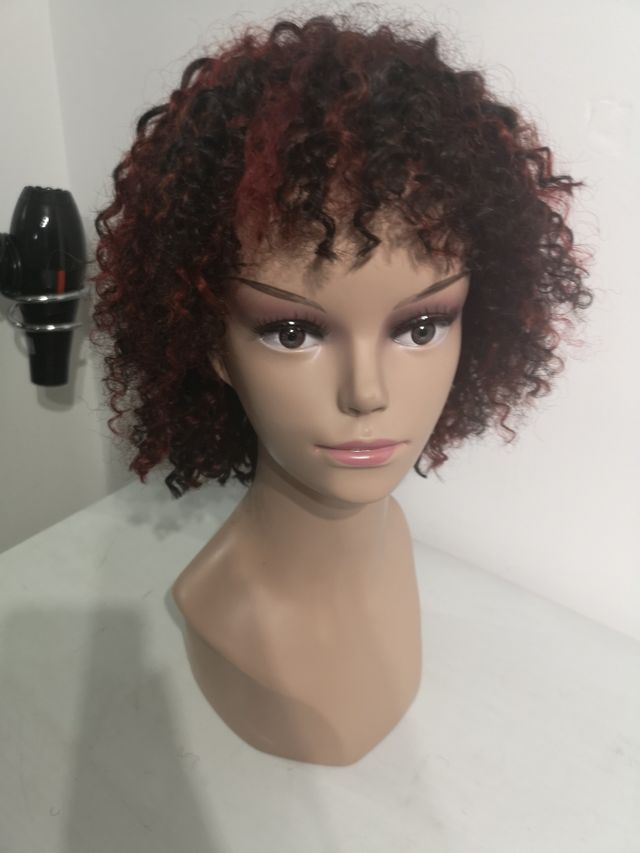 Peluca de pelo rizado y 100 natural de segunda mano por