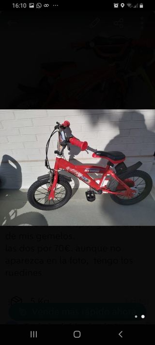 Bicicleta Infantil De 14 Pulgadas Con Ruedines Y Campana - Para Niños Y Niñas De 3 A 6 Años | Color Rojo