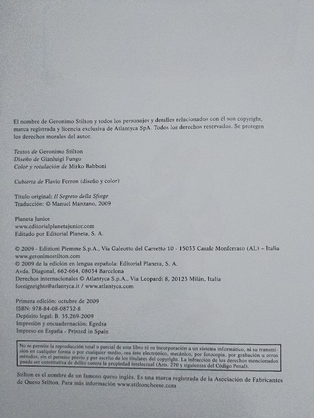 Cómic Gerónimo Stilton 3 El Secreto de la Esfinge