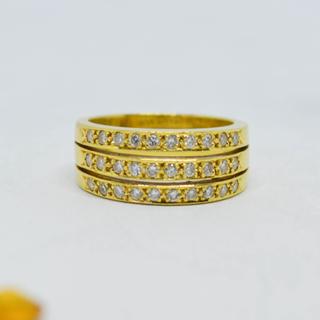 Anillo tres niveles de oro 18K y con diamantes