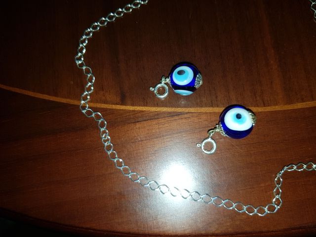 cadena de plata y 2 bolas colgante