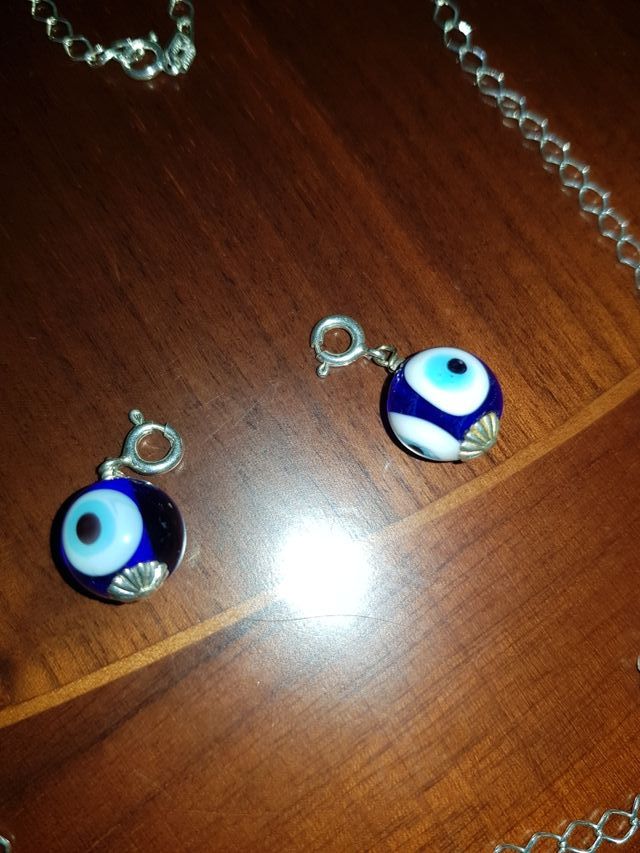 cadena de plata y 2 bolas colgante