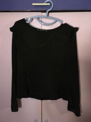 blusa zara negra mangas transparentes blusa zara negra mangas transparentes
