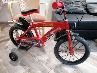 Bicicleta Infantil 14 Pulgadas - Con Ruedines, Altura Ajustable - Para Niños 3 A 6 Años, Color Rojo