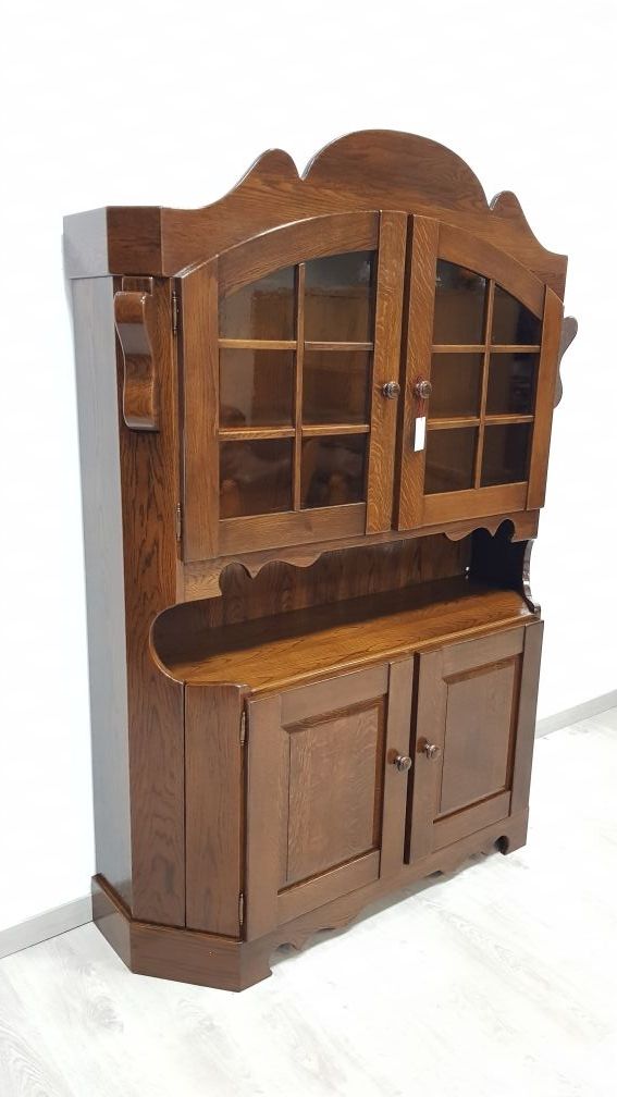 Alacena Rustica con Vitrina . De Roble .