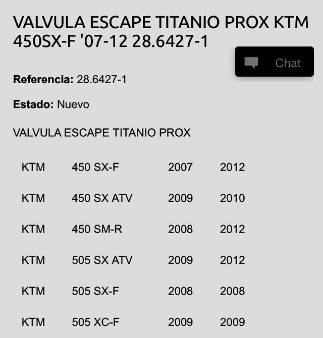 Válvula escape titanio PROX KTM, HUSQVARNA
