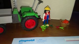PLAYMOBIL 4497 TRACTOR VERDE SEGADORA GRANJERA de segunda mano por