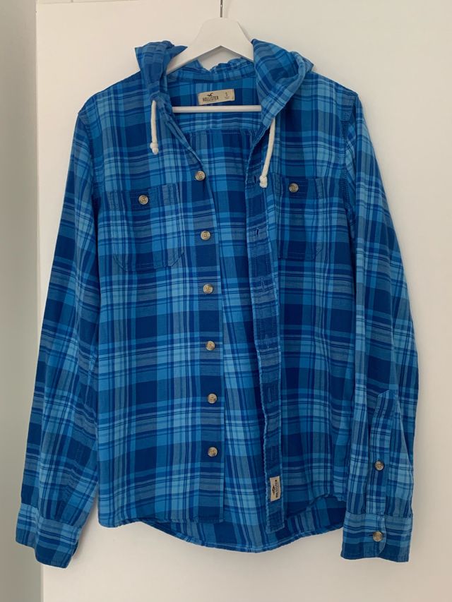 Camisa cuadros con capucha Hollister S