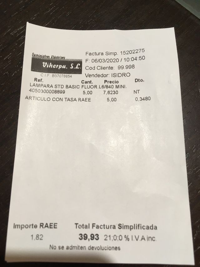 Lámpara fluorescente para luz de emergencia