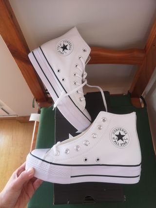 converse blancas piel plataforma