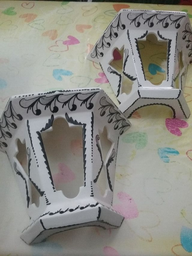 2 apliques,lampara jardin ceramica vintage