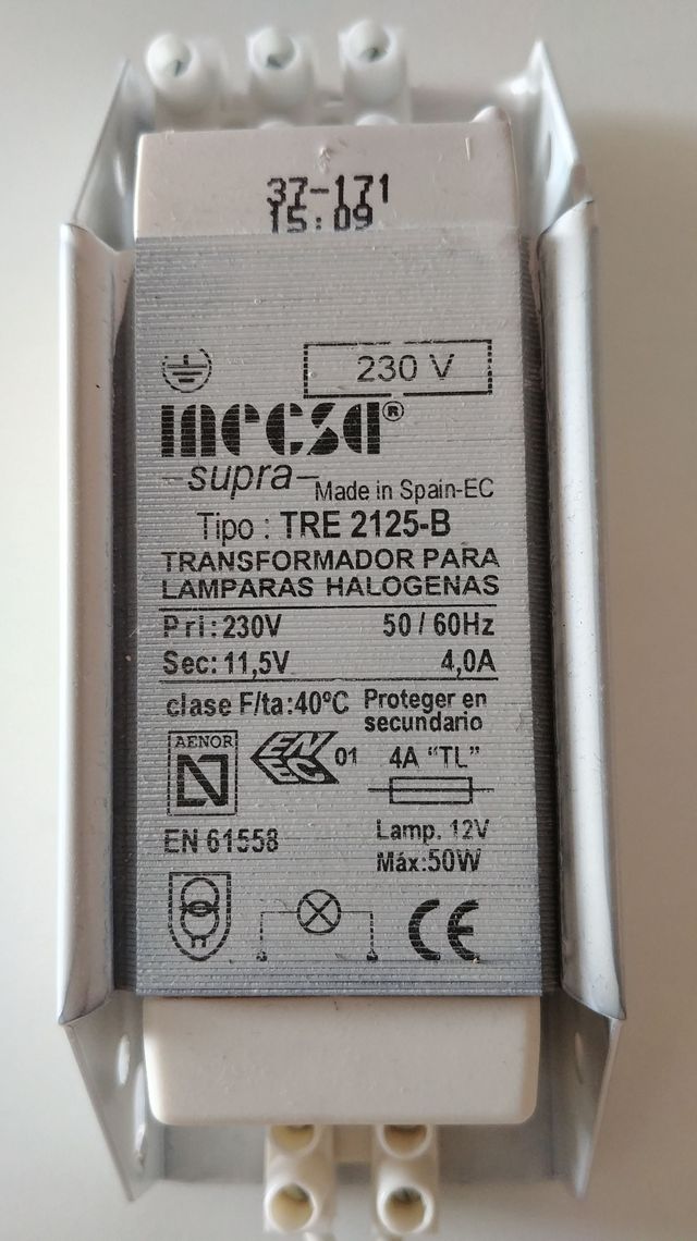 Transformador lámpara halógena