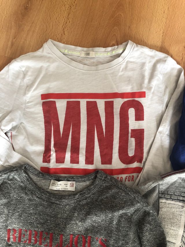 Pack 6 camisetas niño talla 7/8 manga larga