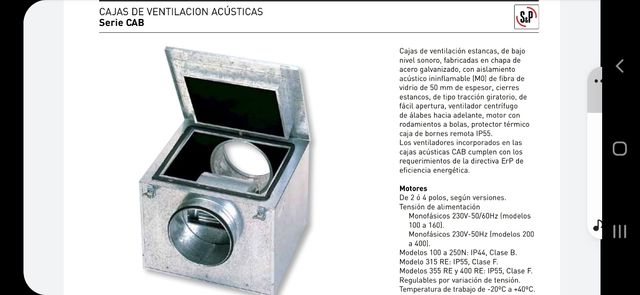 caja acústica ventilación S&P 250 NUEVO