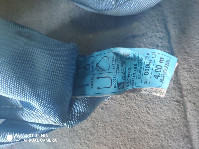 eslinga poliéster de 4 metros 8.000 kg