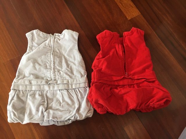 2 vestidos tipo pichi de terciopelo 6 meses