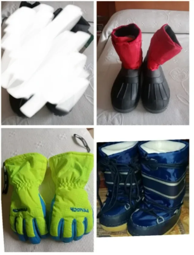 botas nieve descansos niño y guantes