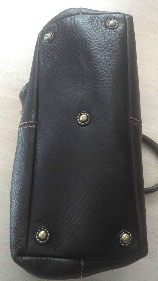 Bolso de mano piel, marrón, marca Gloria Ortiz