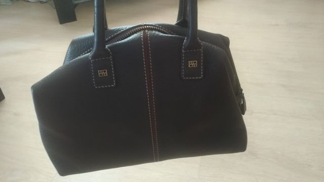 Bolso de mano piel, marrón, marca Gloria Ortiz