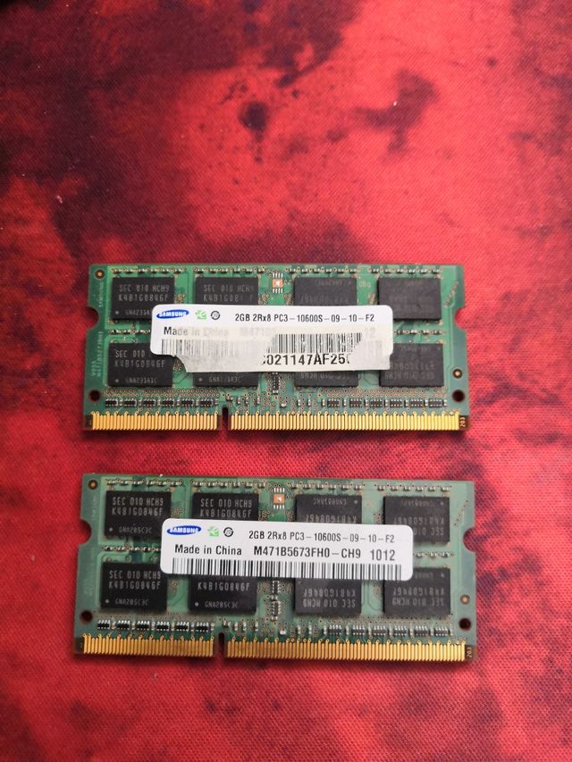 Memoria RAM PC3-10600s 4GB portatil