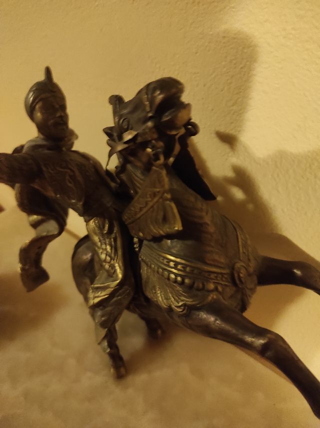 Tintero de mármol y bronce