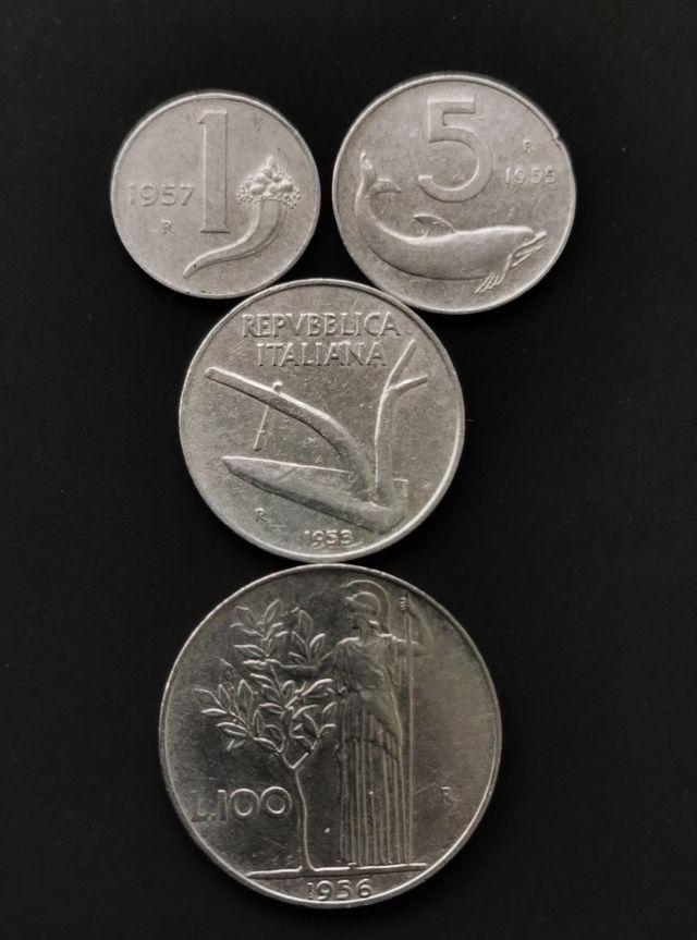 Lote de monedas liras Italianas 1953/57