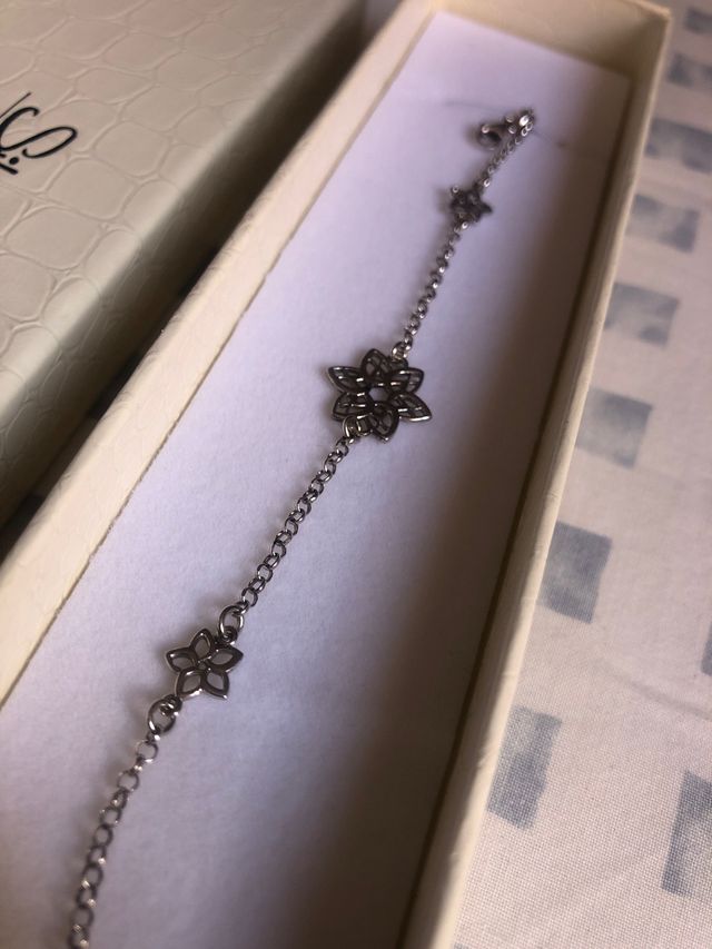 Pulsera plata flor