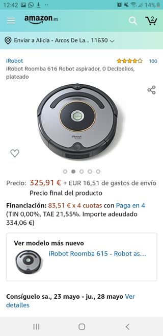 irobot roomba 616 precio