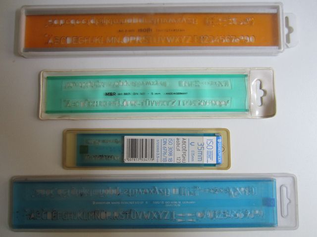 4 PLANTILLAS PARA ROTULAR LETRAS Y NUMEROS ISO 0,3