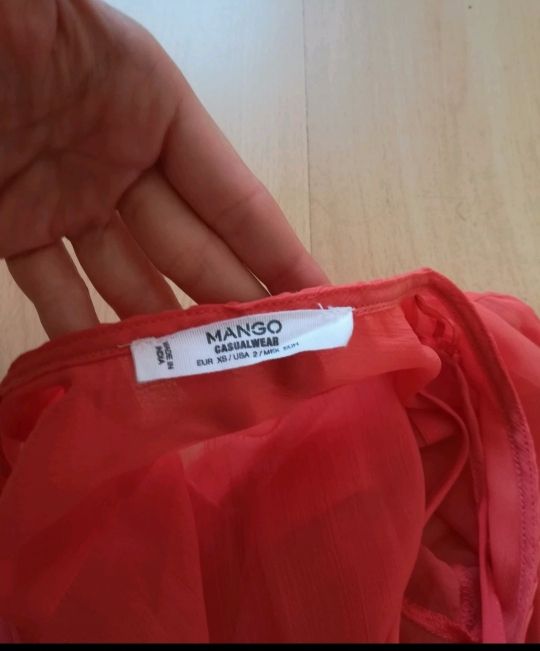 Vestido largo de gasa coral,manga larga talla XS