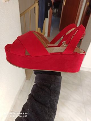 sandalias plataforma roja