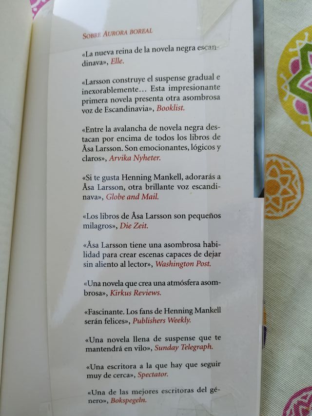 Libro Novela negra "Aurora Boreal". Asa Larsson