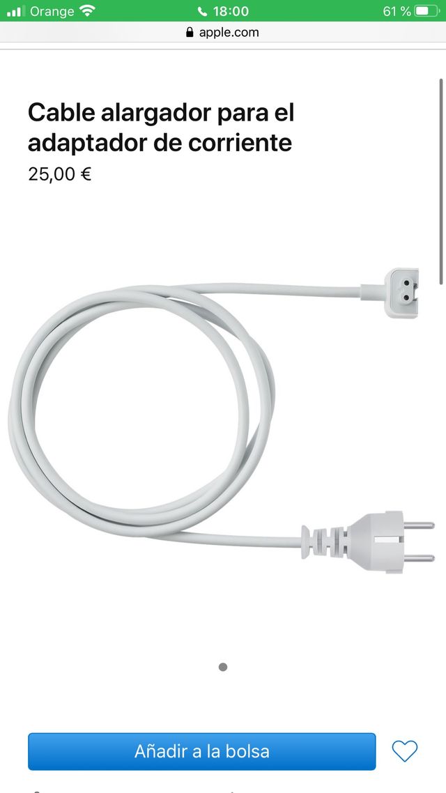 Cable alargador para el adaptador del corriente