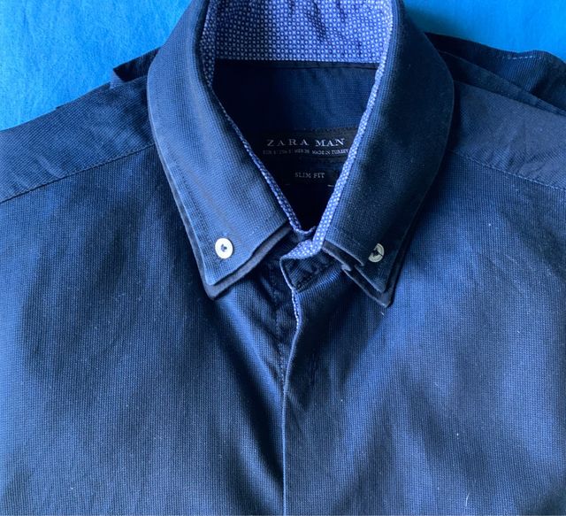 Camicia blu a doppio collo Zara