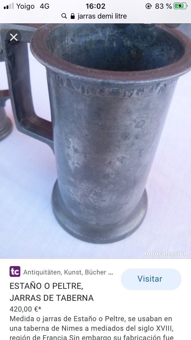 JARRAS DE COLECCIÓN DEMI LITRE SIGLO XVlll